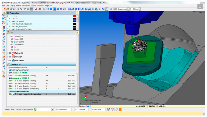 tecnocad con WorkNC mecanizado de ejes con cadcam